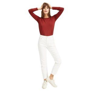Everlane White 100% Cotton Button Fly The 90's Cheeky Jean Size 26